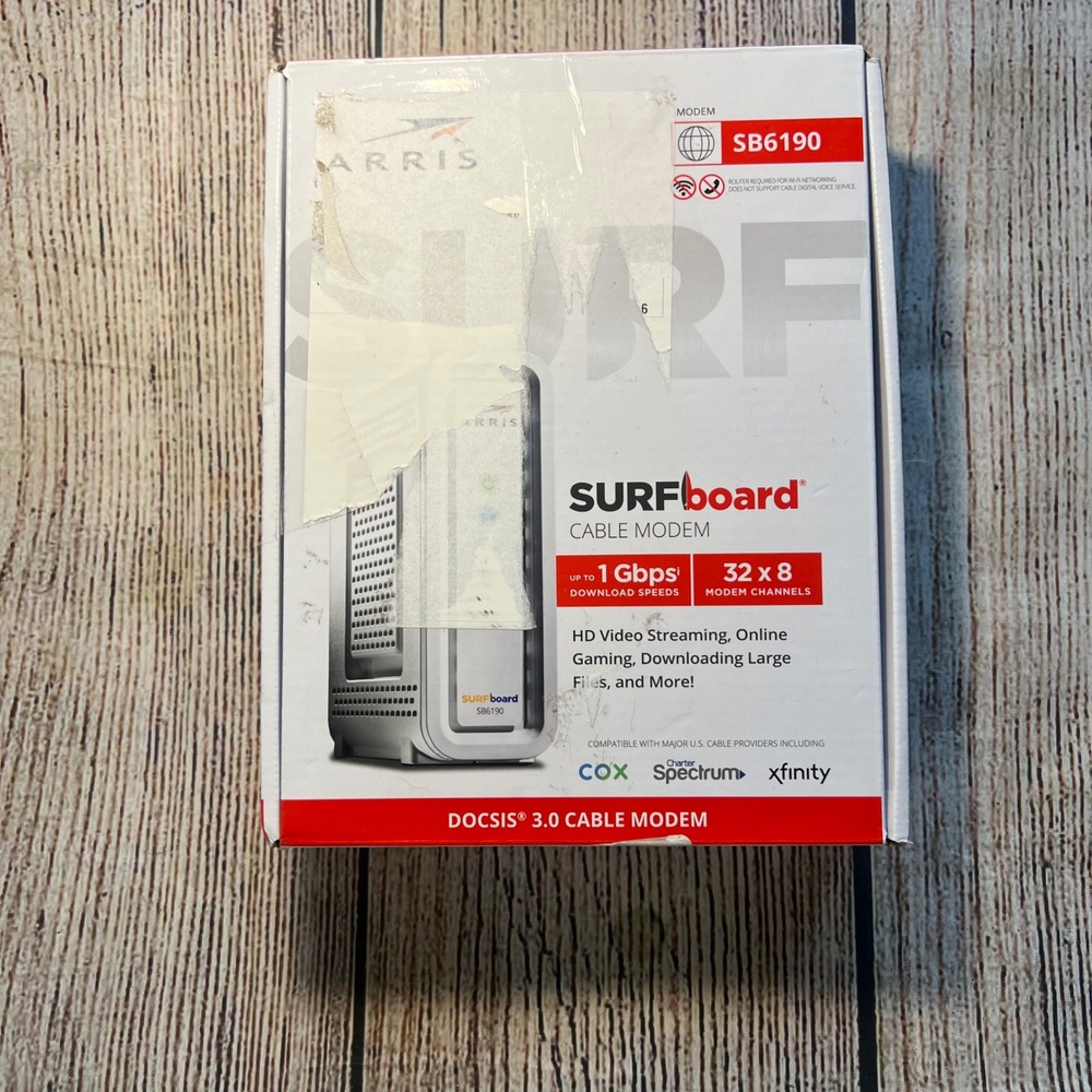 ARRIS SURFboard SB6190 DOCSIS 3.0 32 x 8 Gigabit Cable Modem 1‎ Gbps Open Box